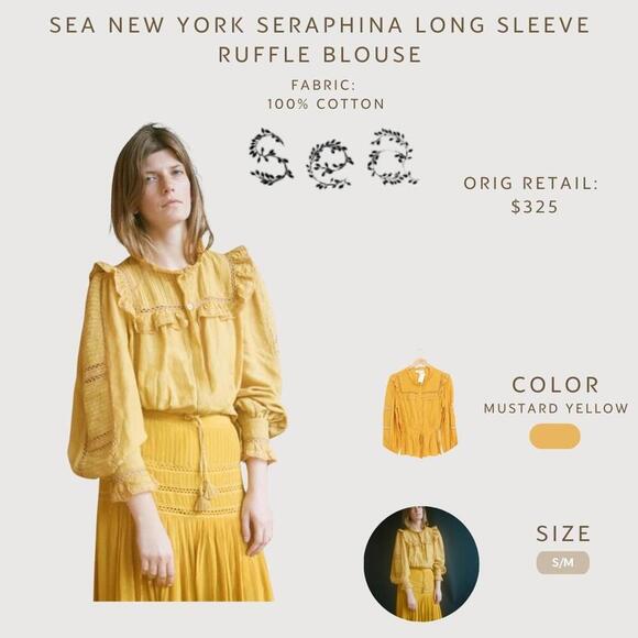 Sea New York Tops - Rare Tuckernuck Sea New York Seraphina Long Sleeve Ruffle Blouse coastal cowgirl